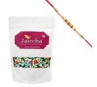 Jaiccha Ghasitaram Rakhi Gifts for Brothers Rakhi Chocolate - Stone/Rock Chocolates 200 GMS in White Paper Pouch with Pearl Rakhi