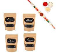 Jaiccha Ghasitaram Rakhi Gifts for Brothers Rakhi Dryfruits - Dehydrated Dried Blueberries 800 GMS in Brown Paper Pouch with Rudraksh Rakhi