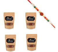 Jaiccha Ghasitaram Rakhi Gifts for Brothers Rakhi Dryfruits - Desi Ghee Fried Salted Almonds 800 GMS in Brown Paper Pouch with Rudraksh Rakhi