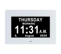 Jaihonda 7-inch Clock for Dementia - Full Day & Month Display, 12 Alarms, Automatic Brightness, 12/24 Hour Format