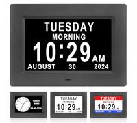 Jaihonda Dementia Clock Digital Calendar Clocks with Days Dates and Time of Day for Elderly with 12 Alarns Reminder+5 Levels Auto Dimmer Alzheimers Clock