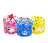 JAiiMen Slime Kit - 3 Pack Jelly Cube Clear Crunchy Slime with Blue, Watermelon and Pineapple Charms, Preppy Aesthetic Stuff, Cute Stress Toys Cool Birthday Gifts Ideas for Girls and Boys