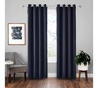 JAIJY 63" Solid Nordic Style Thermal Insulated Curtain Panels Darkening Blocking Grommet Top Modern Window Curtains for Study Living Room Bedroom, 1 Panel, 63 inch Length, Navy