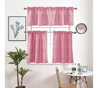 JAIJY Set of 2 Solid Window Valances Blackout Semi Silver Pentagram Sparkling Thermal Insulated Curtain Panels for Kitchen, Pocket Curtains for Locking Rod