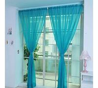 JAIJY Sheer Semi Voile Screen Window Curtain Panel Lace Polyster Rod Pocket Design Door Living Room Bedroom Kitchen Farmhouse Drapes Decor, 2 Panels, Dark Blue, 78 Inches Length