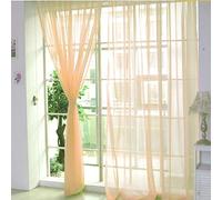JAIJY Sheer Semi Voile Screen Window Curtain Panel Lace Polyster Rod Pocket Design Door Living Room Bedroom Kitchen Farmhouse Drapes Decor, 2 Panels, Beige, 78 Inches Length