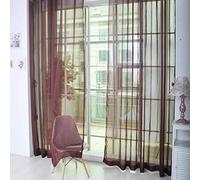 JAIJY Sheer Semi Voile Screen Window Curtain Panel Lace Polyster Rod Pocket Design Door Living Room Bedroom Kitchen Farmhouse Drapes Decor, 2 Panels, Coffee, 78 Inches Length