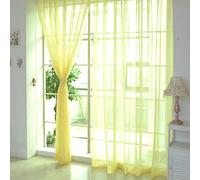 JAIJY Sheer Semi Voile Screen Window Curtain Panel Lace Polyster Rod Pocket Design Door Living Room Bedroom Kitchen Farmhouse Drapes Decor, 2 Panels, Gold, 78 Inches Length