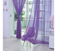 JAIJY Sheer Semi Voile Screen Window Curtain Panel Lace Polyster Rod Pocket Design Door Living Room Bedroom Kitchen Farmhouse Drapes Decor, 2 Panels, Light Purple, 78 Inches Length