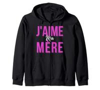 J'aime Ma Mère Mère Meilleur French Mom Cadeau De Fête Des Mères Zip Hoodie