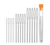 Jaimela 15-Piece Wool Sewing Needle Set, 3 Sizes (5cm, 6cm, 7cm), Stainless Steel, Blunt Tip, Silver, Hand Sewing Needles with Storage Tube for Quilting, Patchwork, Cross Stitch, Knitting, Embroidery