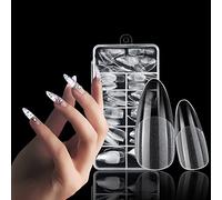 Jaimela 240 Pcs Acrylic Nail Tips, French Acrylic Style Fake Clear Nails Tips, Nail Extension Tips, Artificial Fake Nails With Box, for Nail Salons and DIY Nail Art, 12 Sizes