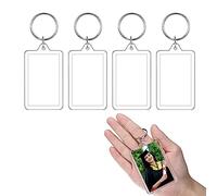 Jaimela 4Pcs Acrylic Double Sided Blank Picture Keychain, Small Picture Frames Keychains, Shatterproof, Making Them Ideal For Schools, Shops, Events, Promos, Gifts, Tags And Souvenirs