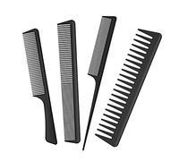 Jaimela Carbon Comb Set - 4 Pc, Wide & Fine Tooth, Anti-Static Heat Resistant Styling Combs for Long, Wet, Curly Hair