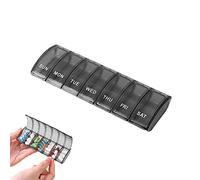 Jaimela Pill Box 7 Days, Medication Box, Weekly Pill Box Organiser, for Vitamins, Fish Oils, Supplements and Medication, for Travel Work(Black)