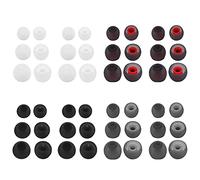 Jaimela Silicone EarBuds[48 Pcs], Ear Tips, 3 Sizes, 11mm, 12mm, 13mm(Grey Greyish Red, Transparent and Black)