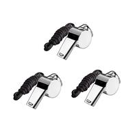 Jaimela Stainless Steel Whistle, Whistle with Removable Buckle Lanyard, Crisp Sound Whistles for Coaches, Referees (Pack of 3)