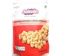 Jaimin Indian Snacks Variety Pack, 34 Items - Ratlami Sev, Makhna, Jeera Puri, Khatta Mitha, Pudina Moong, Chana Dal, Chai Puri, Banana Chips, Soya Sticks & More (Pack of 1, Makhana Pepper & HS)