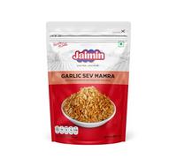 Jaimin Indian Snacks Variety Pack | Authentic Traditional Street Food Flavours | Savoury & Crunchy Indian Namkeen Assortment | Perfect for Parties, Picnics & Gifting (Pack of 1, Garlic Sev Mamra)