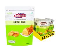 Jaimin Methi Puri 200g (Pack of 12) - Authentic Vegetarian Indian Snacks - Ready to Eat - Multipack