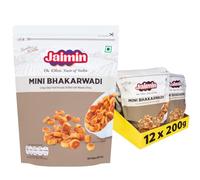Jaimin Mini Bhakarwadi 200g (Pack of 12) - Authentic Vegetarian Indian Snacks - Ready to Eat - Multipack