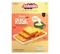 Jaimin Rusk Assorted Pack - Elaichi, Fennel, Jeera, Jaggery & Suji Flavours | Indian Crispy Toast Snack | 200g Each (Pack of 2, Jeera)