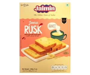 Jaimin Rusk Assorted Pack - Elaichi, Fennel, Jeera, Jaggery & Suji Flavours | Indian Crispy Toast Snack | 200g Each (Pack of 1, Jeera)