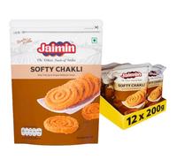 Jaimin Softy Chakli 200g (Pack of 12) - Authentic Vegetarian Indian Snacks - Ready to Eat - Multipack