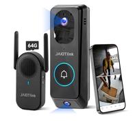 JAIOTlink - Wireless Dual Lens Doorbell with Doorbell, 2K Front Door Camera for Home Security, Delivery Protector with 64GB SD Card, Human Detection, Night Vision,