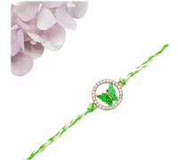 Jaipri Single Thread Elegant Butterfly Titli Shape AD Stone Design Rakhi for Beloved Brother & Gifting with Roli Chawal Packets & Happy Rakshabandhan Card for Brother Rakhi for Bhaiya Rakhi for Men
