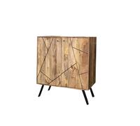 Jaipur Furniture Ltd Amar Wine Rack/Bar - Iron Base - Mango Wood/Iron - L46 x W90 x H99 cm - Light Finish - Assembly Required in Brown Jaipur Furniture Ltd Brown