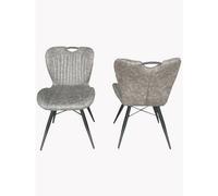 Jaipur Furniture Ltd Dining Fabric Chair with Metal Legs (Set of 2) - Grey/Black - Assembly Required in Grey Jaipur Furniture Ltd Grey
