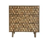 Jaipur Furniture Ltd Geometric 2+2 Drawer Chest of Drawer - Mango Wood - L45 x W90 x H96 cm - Mango Light Finish in Brown Jaipur Furniture Ltd Brown