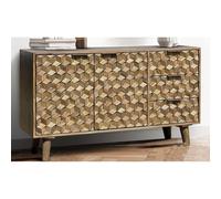 Jaipur Furniture Ltd Geometric Medium Sideboard - Mango Wood - L40 x W137 x H77 cm - Light Finish - Assembly Required in Brown Jaipur Furniture Ltd Brown