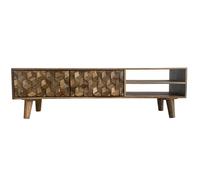 Jaipur Furniture Ltd Geometric TV Unit - Mango Wood - L35 x W140 x H42 cm - Mango Light Finish in Brown Jaipur Furniture Ltd Brown
