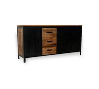 Jaipur Furniture Ltd Induse Large Sideboard - Mango Wood/Iron - L42 x W160 x H78 cm - PP Sawn Finish in Black Jaipur Furniture Ltd Black