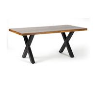 Jaipur Furniture Ltd Induse 'X' Leg Dining Table - Mango Wood/Iron - L100 x W220 x H76 cm in Brown Jaipur Furniture Ltd Brown