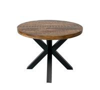 Jaipur Furniture Ltd Industrial Round X Leg Dining Table - FLAT PACK LEGS - Mango Wood/Iron - L170 x W170 x H76 cm - PP Sawn Finish - Assembly Jaipur Furniture Ltd Brown