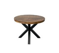 Jaipur Furniture Ltd Industrial Round X Leg Dining Table - Mango Wood/Iron - L100 x W100 x H76 cm - Mango PP Saw Finish in Brown Jaipur Furniture Ltd Brown