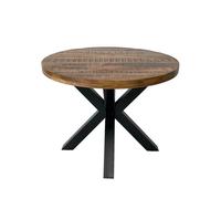 Jaipur Furniture Ltd Industrial Round X Leg Dining Table - Mango Wood/Iron - L130 x W130 x H76 cm - Mango PP Saw Finish in Brown Jaipur Furniture Ltd Brown