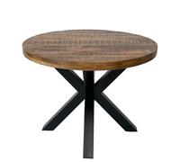 Jaipur Furniture Ltd Industrial Round X Leg Dining Table - Mango Wood/Iron - L150 x W150 x H76 cm - Mango PP Saw Finish in Brown Jaipur Furniture Ltd Brown