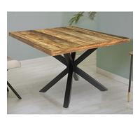 Jaipur Furniture Ltd Industrial Square X Leg Dining Table - Mango Wood/Iron - L140 x W140 x H76 cm - PP Sawn Finish - Assembly Required in Brown Jaipur Furniture Ltd Brown