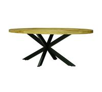 Jaipur Furniture Ltd Kerela Oval Dining Table Spider Leg - Mango Wood/Iron - L100 x W200 x H76 cm - PP Sawn Finish - Assembly Required in Brown Jaipur Furniture Ltd Brown