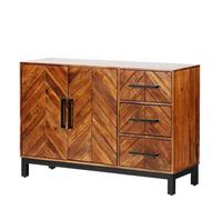 Jaipur Furniture Ltd Parquet 120 cm Sideboard - Mango Wood/Iron - L40 x W120 x H80 cm - PP Finish in Brown Jaipur Furniture Ltd Brown