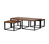 Jaipur Furniture Ltd Parquet Coffee Table with Stool - Mango Wood/Iron - L60xW120xH41.5 cm in Brown Jaipur Furniture Ltd Brown