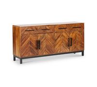 Jaipur Furniture Ltd Parquet Large 170 cm Sideboard - Mango Wood/Iron - L40 x W170 x H80 cm - PP Finish in Brown Jaipur Furniture Ltd Brown