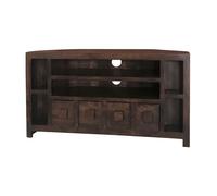 Jaipur Furniture Ltd Plus Corner TV Unit - Mango Wood - L43 x W104 x H55 cm - Dark Finish in Brown Jaipur Furniture Ltd Brown
