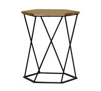 Jaipur Furniture Ltd Ravi Hexagnol Lamp Table with Iron base - Mango Wood/Iron - L41 x W36 x H48 cm - Mango Light Finish in Brown Jaipur Furniture Ltd Brown