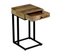 Jaipur Furniture Ltd Ravi Iron Base 1 Drawer Small Side Table - Mango Wood - L30 x W30 x H50 cm - Mango Light Finish in Brown Jaipur Furniture Ltd Brown