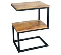 Jaipur Furniture Ltd Ravi Iron Base ' S ' Shape Side Table - Mango Wood - L30 x W45 x H60 cm - Mango Light Finish in Brown Jaipur Furniture Ltd Brown